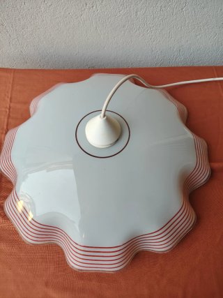 Lampadario Vetro Anni '70 Strisce Rosse