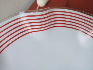 Lampadario Vetro Anni '70 Strisce Rosse