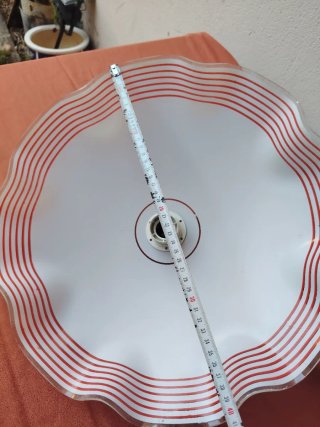 Lampadario Vetro Anni '70 Strisce Rosse