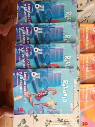Libros lengua,matemáticas Revuela sexto de primari