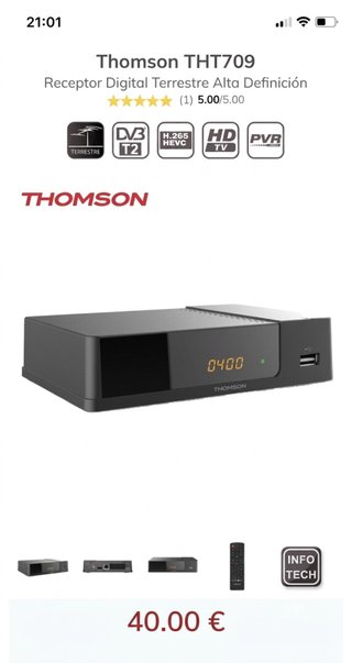 Decodificador TDT Thomson HDMI Dolby Audio DVD-T2