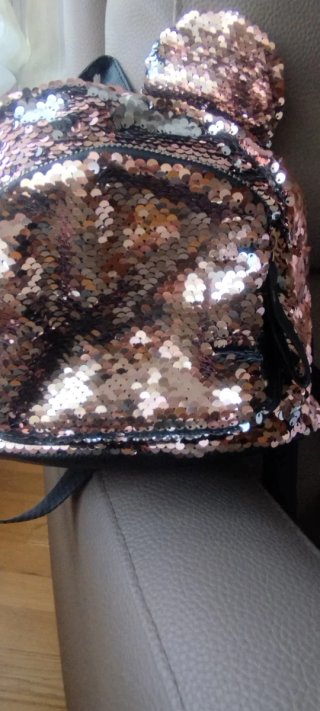 Mochila lentejuelas juvenil dorada y rosa
