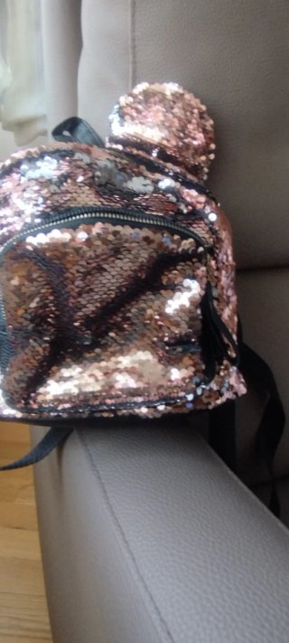 Mochila lentejuelas juvenil dorada y rosa