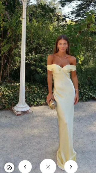 Vestido fiesta amarillo satinado