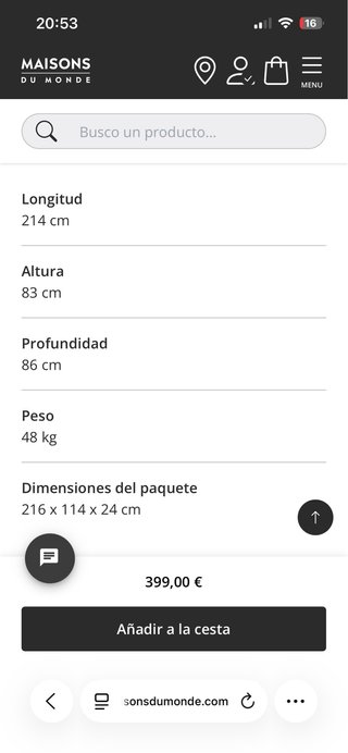Sofá Maisons du Monde naranja terciopelo