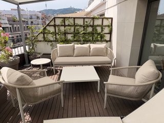 Tavolo da centro da giardino in alluminio e pietra