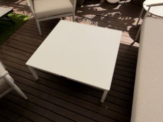 Tavolo da centro da giardino in alluminio e pietra