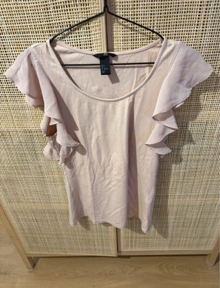 Blusa H&M mangas volantes rosa