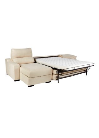 Sofá chaiselongue tela beige, arcon y sofa cama