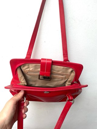 BOLSO VINTAGE PIEL REAL ROJO HOMBRO RETRO UNICO