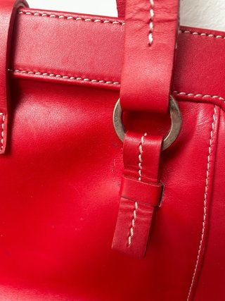 BOLSO VINTAGE PIEL REAL ROJO HOMBRO RETRO UNICO