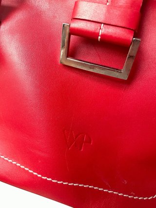 BOLSO VINTAGE PIEL REAL ROJO HOMBRO RETRO UNICO