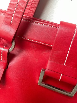 BOLSO VINTAGE PIEL REAL ROJO HOMBRO RETRO UNICO