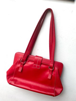 BOLSO VINTAGE PIEL REAL ROJO HOMBRO RETRO UNICO