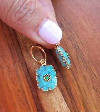 Pendientes Aro acero colgante turquesa