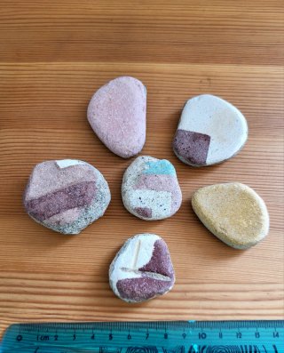 Lote de 6 fragmentos antiguos de azulejos