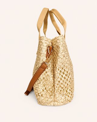Bolso tejido Rafia Gold Camel