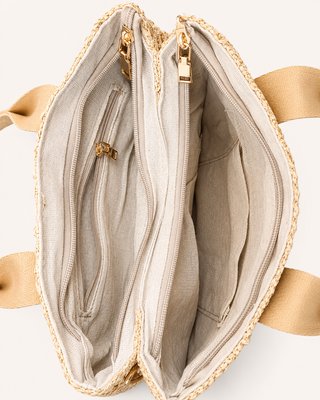 Bolso tejido Rafia Gold Camel