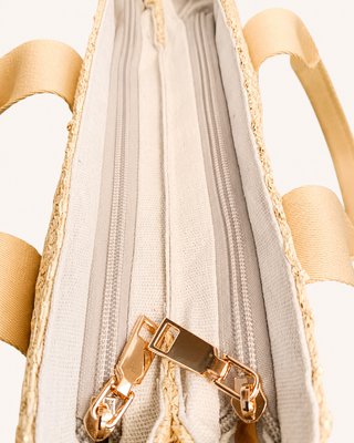 Bolso tejido Rafia Gold Camel