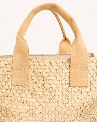 Bolso tejido Rafia Gold Camel