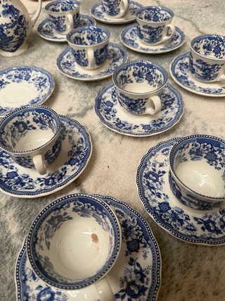 Vajilla Ironstone Empire Azul y Blanca