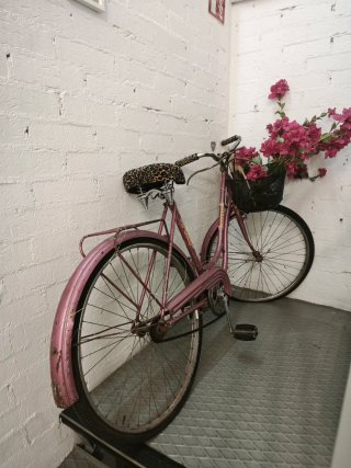 Bicicleta Vintage Rosa con Cesta