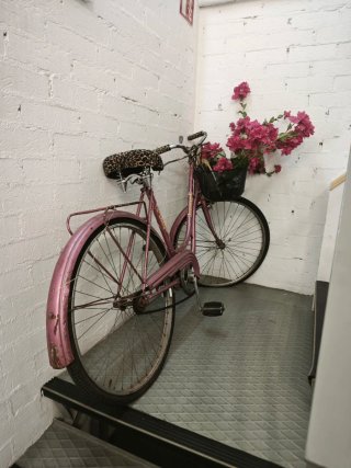 Bicicleta Vintage Rosa con Cesta