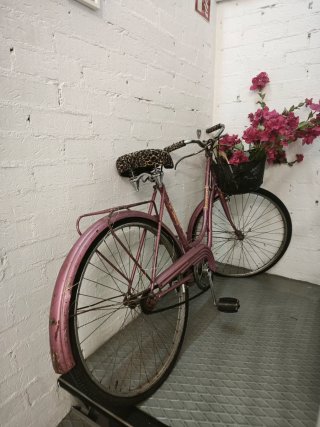 Bicicleta Vintage Rosa con Cesta