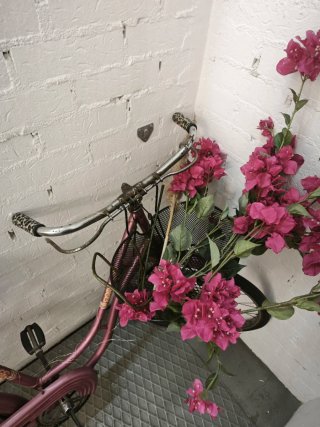 Bicicleta Vintage Rosa con Cesta