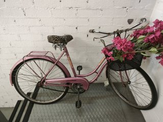 Bicicleta Vintage Rosa con Cesta