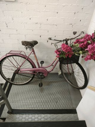 Bicicleta Vintage Rosa con Cesta