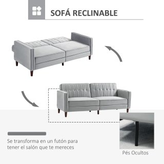 Sofá Cama Gris Terciopelo