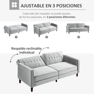 Sofá Cama Gris Terciopelo