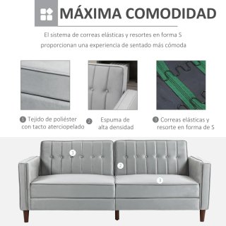 Sofá Cama Gris Terciopelo