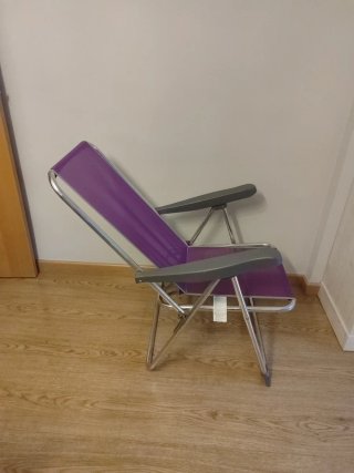 Hamaca plegable morada y gris