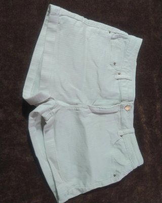 Shorts vaqueros blancos/menta Talla M