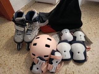 Conjunto patinaje Oxelo: patines, casco y protecci