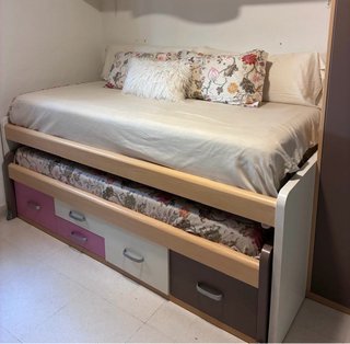 Cama nido con colchón y cajones