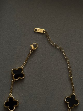 Pulsera Trébol Oro y Negro K18