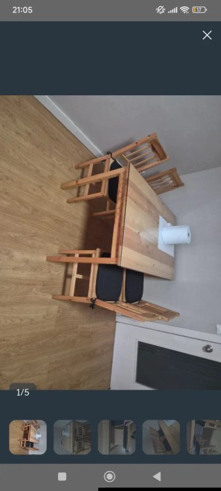 Mesa y 4 Sillas Salón Madera