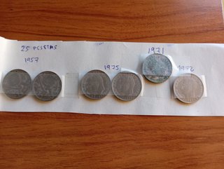 25 pesetas 1957-75-82 5 unidades