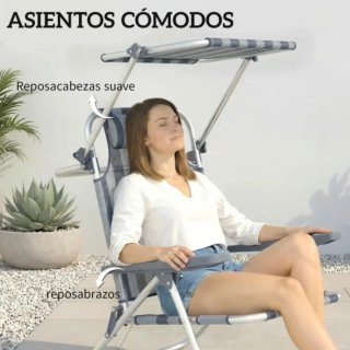 Set 2 Sillas Playa con Toldo Azul