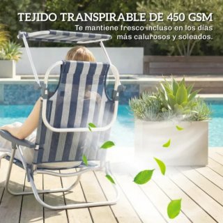 Set 2 Sillas Playa con Toldo Azul