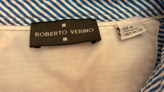 Polo Roberto Verino Rayas Azul Blanco Talla S