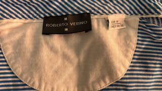Polo Roberto Verino Rayas Azul Blanco Talla S