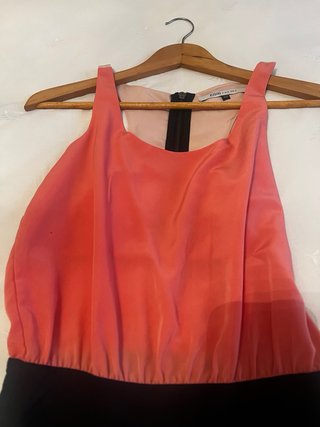 Vestido mini ajustado negro y coral / Salmón T S