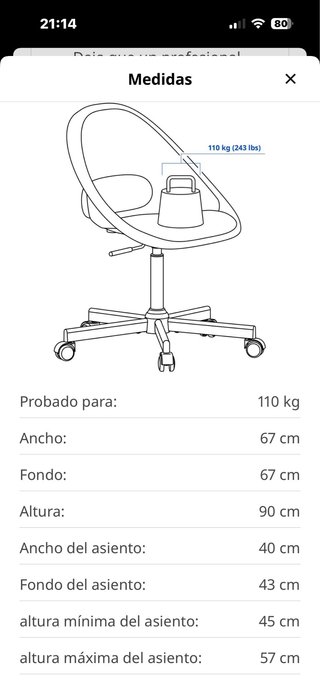 Silla IKEA LOBERGET / MALSKÅR blanca sin usar