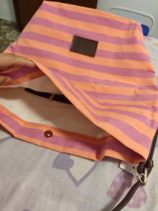 Bolso de verano THE CODE rayas naranja y rosa