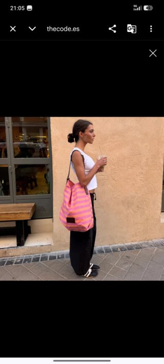Bolso de verano THE CODE rayas naranja y rosa