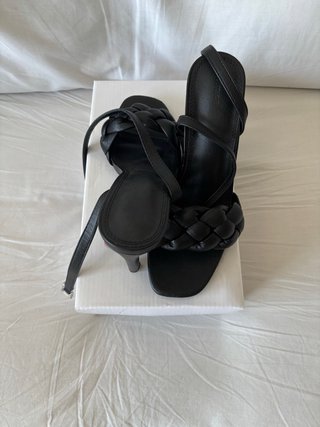 Sandalias Pimkie Negras Tacón Trenzado Talla 36